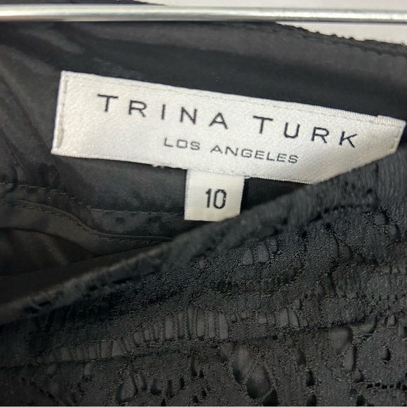 Trina Turk Black Lace Linen Blend Pencil Skirt Size 10 - Picture 4 of 8